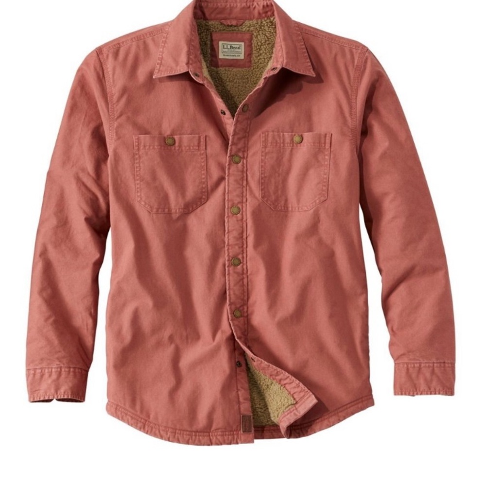 L.L. Bean Men’s Rust Red Sherpa-Lined Shirt Jacket